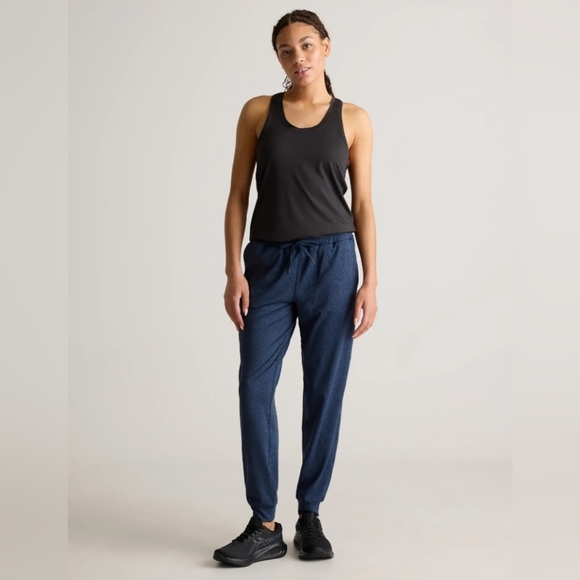 Quince Pants - Quince Flowknit Mid-Rise Heather Navy Joggers